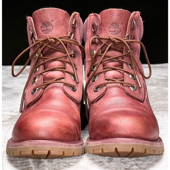 Timberland Premium Dark Red Burgundy Nubuck Waterproof Classic Boots Womens 9 - Picture 2 of 16